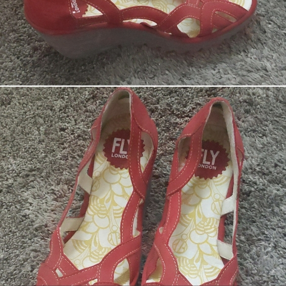 Beautiful Suede Red Fly London Wedges 8
